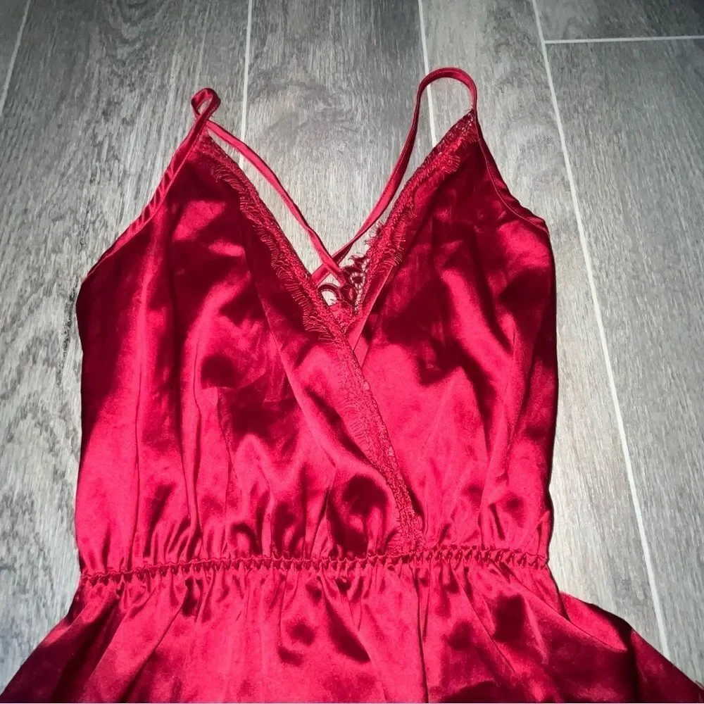 Avid Love Red Satin Teddy Bodysuit